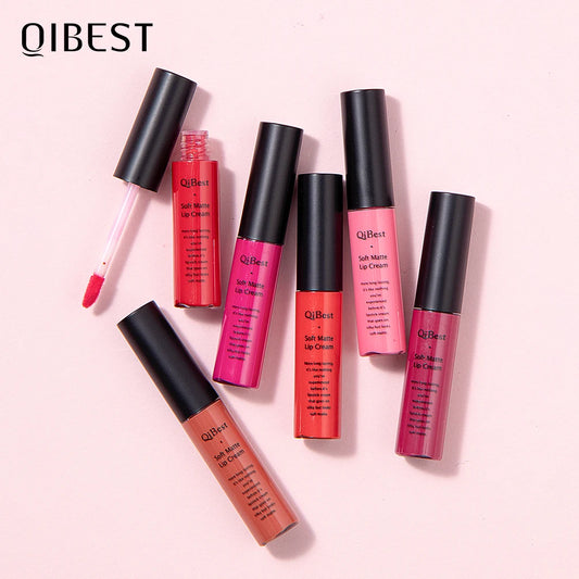 QIBEST Sexy Long Lasting Velvet Matte Lip Gloss Liquid Lipstick Lip Makeup Women Beauty Red Nonstick Cup Waterproof Lipgloss Peaceful Pleasures Health and Wellness