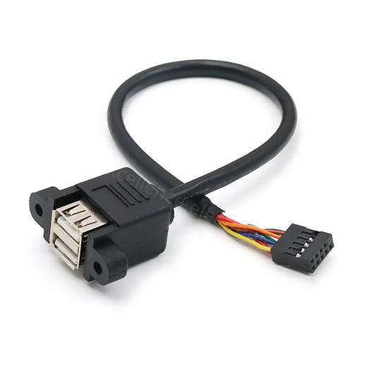 1PCS 30cm Motherboard Internal Dupont 9pin Pitch 2.54mm to Dual Port USB 2.0 A Female Screw Lock Panel Mount Cable 30CM Peaceful Pleasures Health and Wellness Default Title