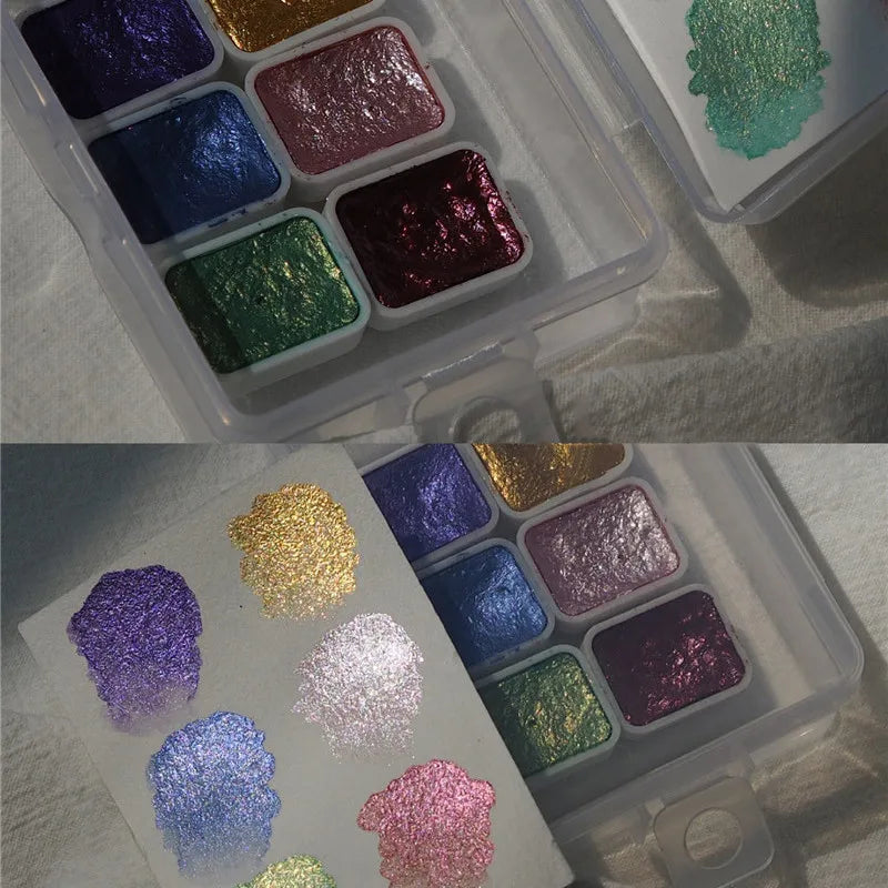 Watercolor Nail Gel Pigment Set | Pearl Shimmer Glitter 6pcs