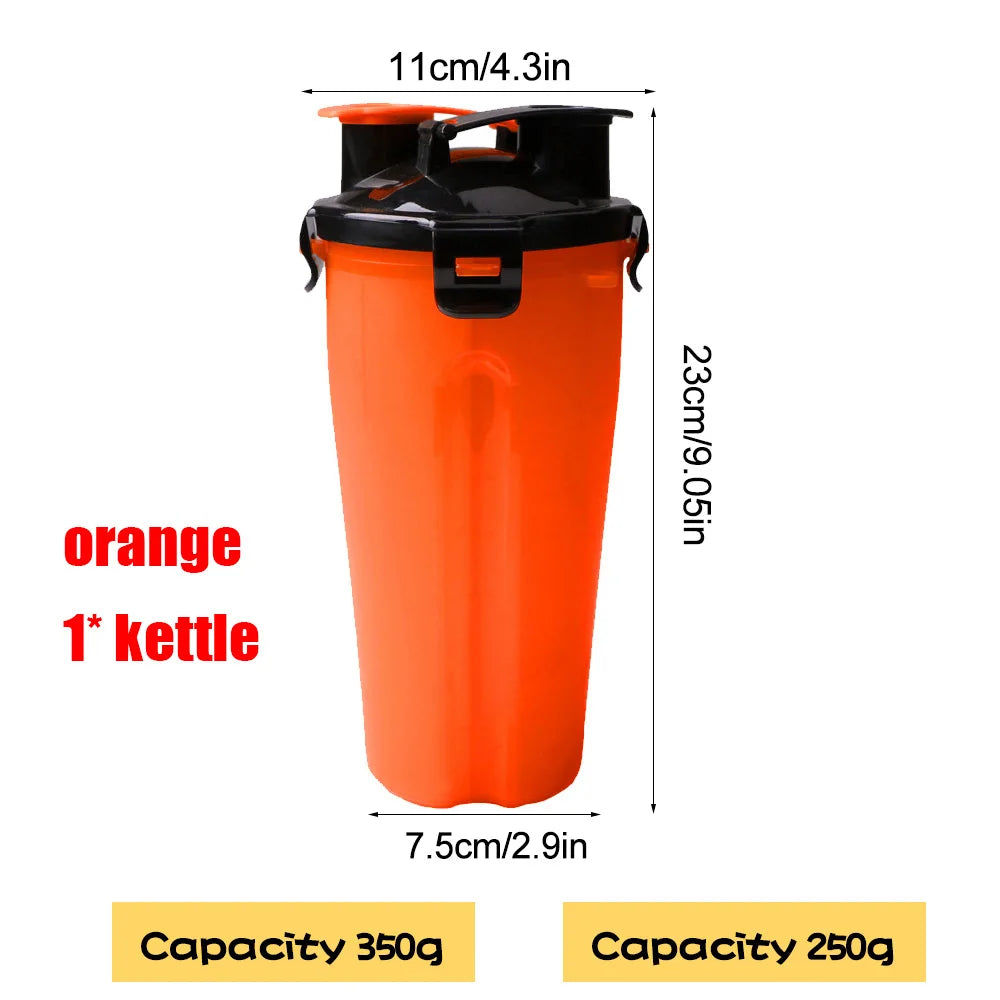 2-in-1 Portable Pet Water & Food Container with Foldable Silicone Bowl | Travel Dog & Cat Feeder – 350ml + 250g