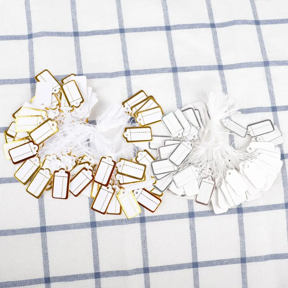 100 Pre-Strung Blank Swing Price Tags | Jewelry Hangtags
