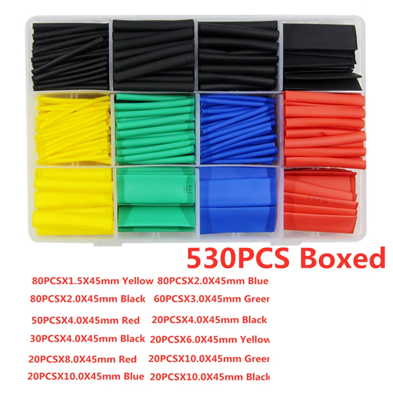 127/164/328/530Pcs Assorted Polyolefin Heat Shrink Tube Cable Sleeve Wrap Wire Set Insulated Shrinkable Tube Peaceful Pleasures Health and Wellness 530PCS Boxed
