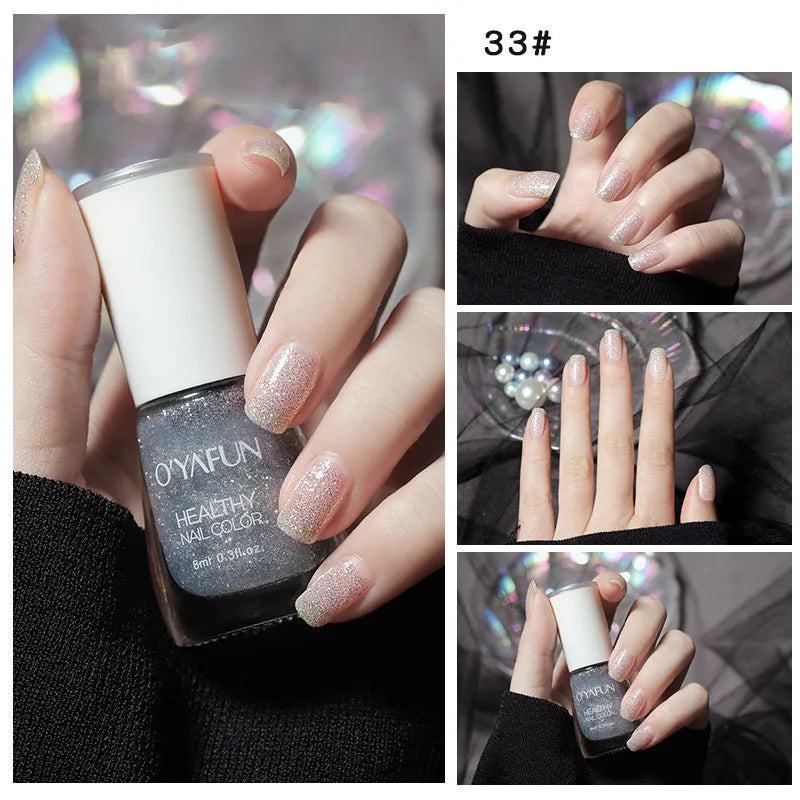 Quick-Dry Tearable Nail Polish | Glitter Matte Waterproof 40 Colors