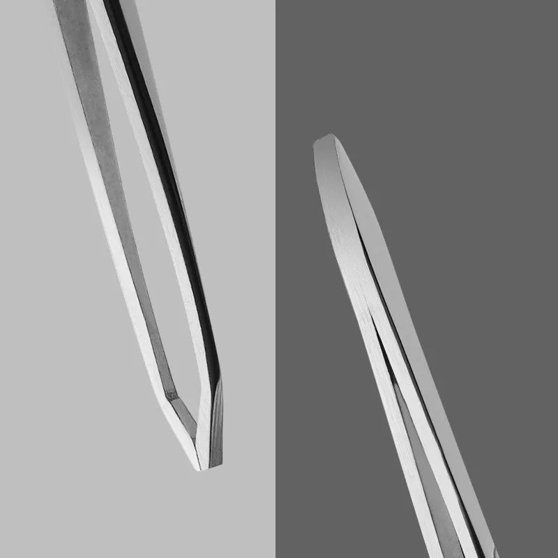 Stainless Steel Eyebrow Tweezers – Slant & Flat Tip