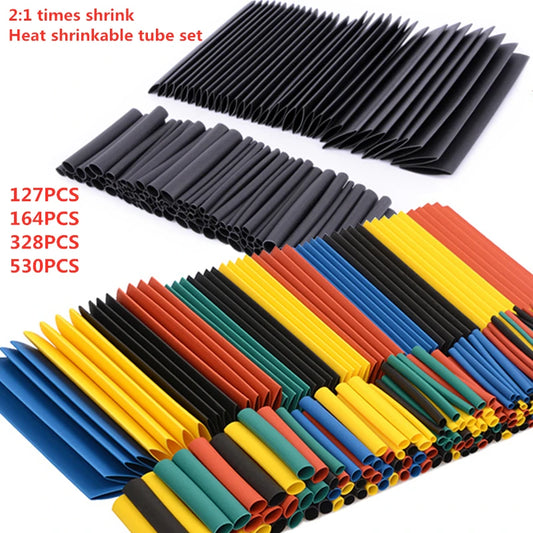 127/164/328/530Pcs Assorted Polyolefin Heat Shrink Tube Cable Sleeve Wrap Wire Set Insulated Shrinkable Tube Peaceful Pleasures Health and Wellness