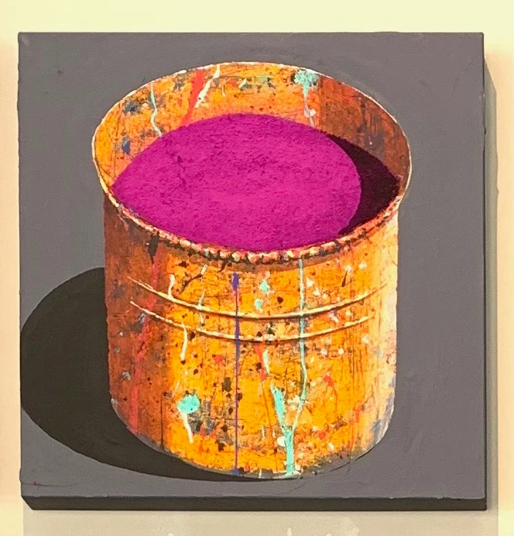 Hand-painted Oil Painting Paintings of Stephane Braud, Acrylic Painting, Paint Bucket with Paint Framed, Ready to Hang Peaceful Pleasures Health and Wellness purple 35x35cm