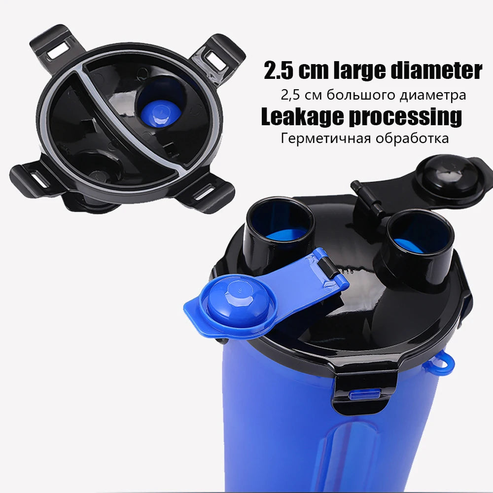 2-in-1 Portable Pet Water & Food Container with Foldable Silicone Bowl | Travel Dog & Cat Feeder – 350ml + 250g