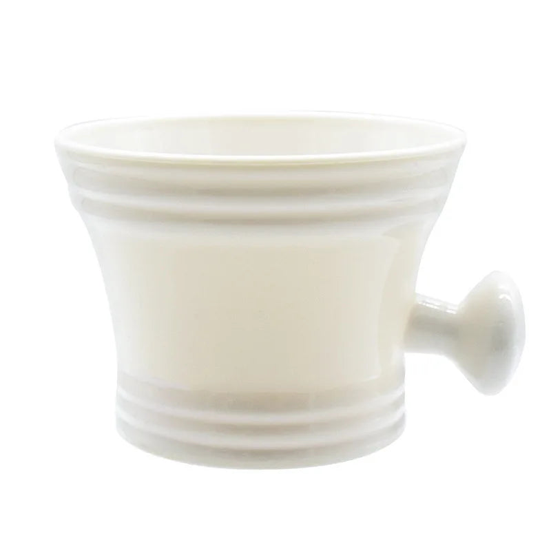 Mens Shaving Soap Bowl Barber Beard Cleaning Tools Cup Durable Handle Soap Mug Bowl Home Salon Barbershop Shaving Appliance Peaceful Pleasures Health and Wellness white