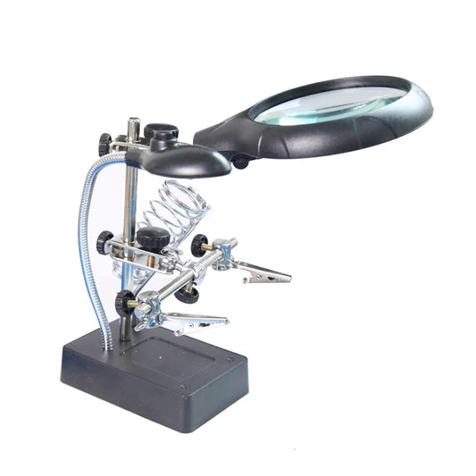 Three-fold replacement LED lamp lighting auxiliary multi-function bracket inspection 10 times table lamp magnifying glass Peaceful Pleasures Health and Wellness 2.5X 7.5X 10X
