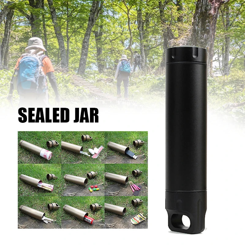 Portable Waterproof Capsule Seal Bottle Aluminum Alloy Outdoor Survival Pill Box Multifunctional Container Outdoor Tools Peaceful Pleasures Health and Wellness