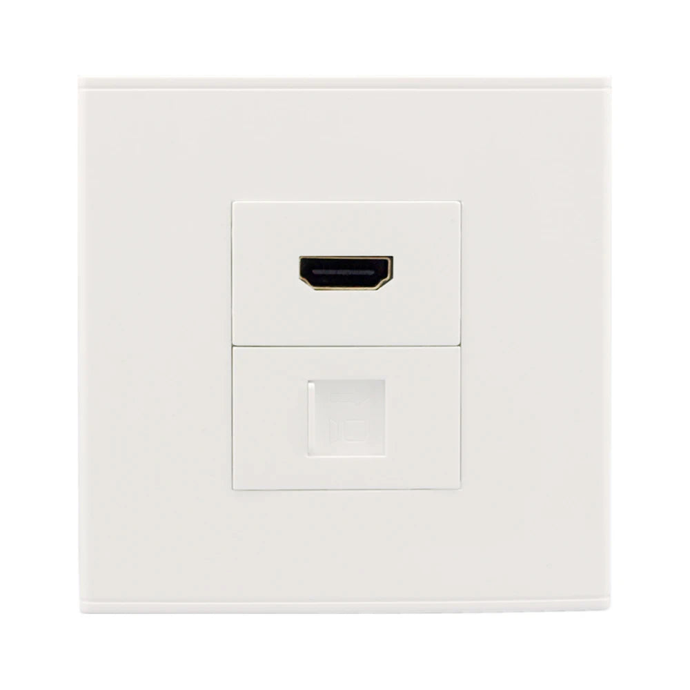 White Wall Outlet HDMI With CAT6 RJ45 Female To Female Wall Panel Network Extender Peaceful Pleasures Health and Wellness