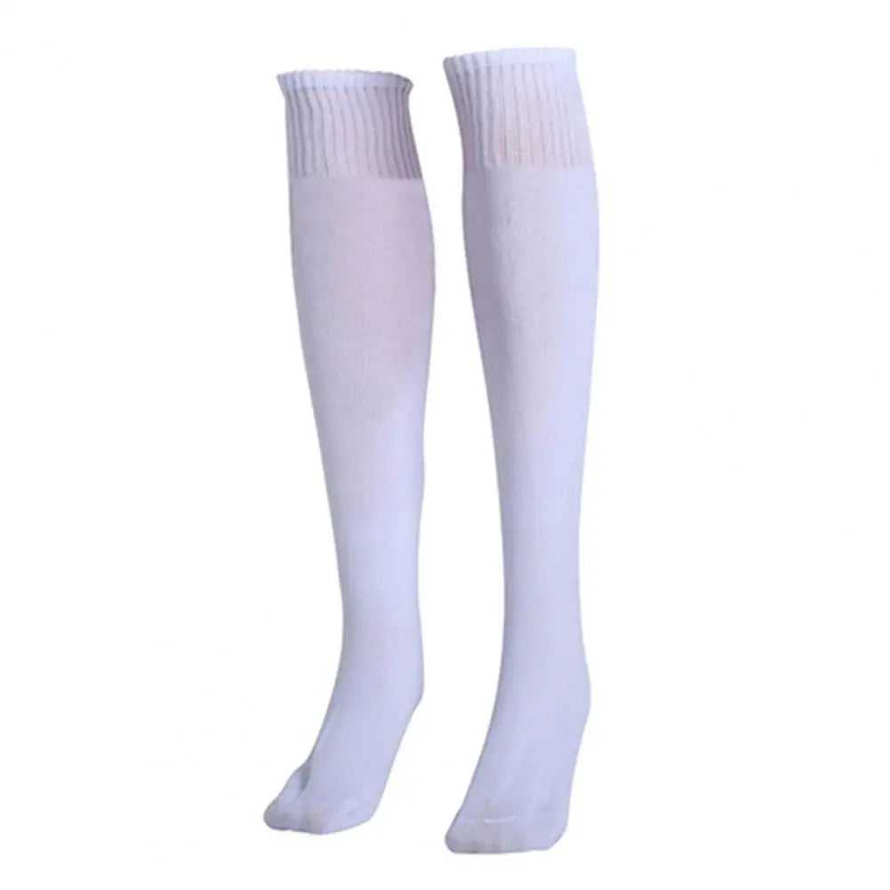 1 Pair Sports Socks Men Women Solid Color Anti-slip Stocking Soccer Football Cycling Knee Socks Sports Basketball Socks Peaceful Pleasures Health and Wellness WHITE
