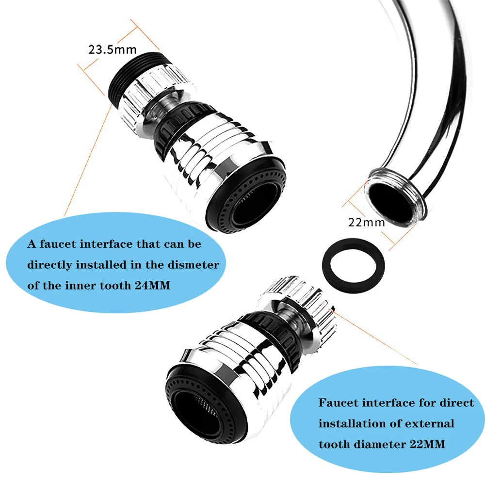 360 Degree Swivel Kitchen Faucet Aerator Clean Adjustable Dual Mode Sprayer Filter Diffuser Water Saving Nozzle Faucet Connector Peaceful Pleasures Health and Wellness