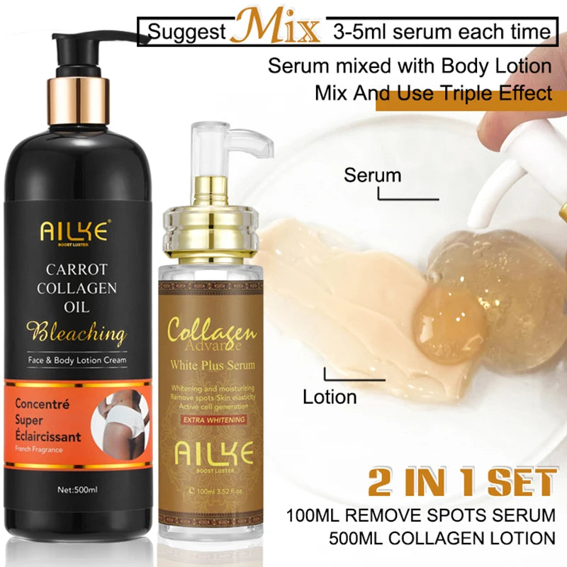 AILKE Brightening Body Lotion | Glutathione & Carrot Oil 500ml