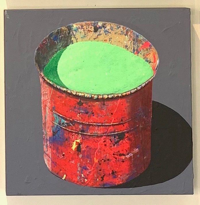 Hand-painted Oil Painting Paintings of Stephane Braud, Acrylic Painting, Paint Bucket with Paint Framed, Ready to Hang Peaceful Pleasures Health and Wellness Gray green 1 35x35cm
