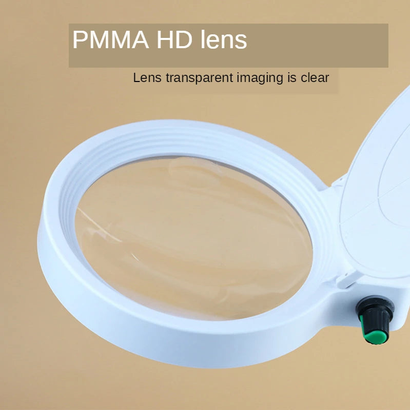 USB Rechargeable Desktop Magnifying Glass 3X, 10X, 2X, 13X Clip-type Desktop Magnifying Glass with Strong LED Light Peaceful Pleasures Health and Wellness