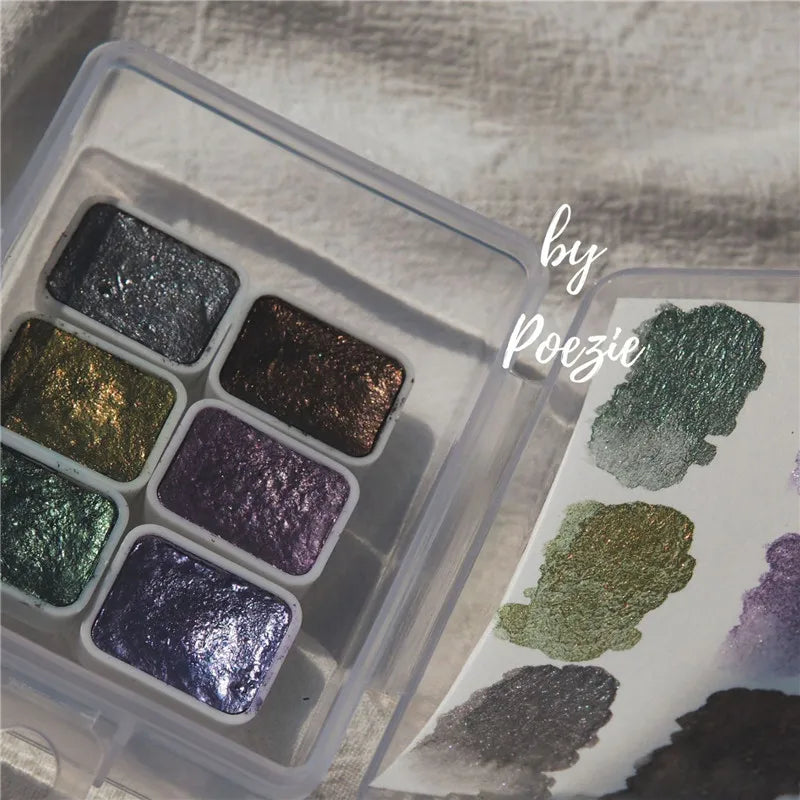 Watercolor Nail Gel Pigment Set | Pearl Shimmer Glitter 6pcs