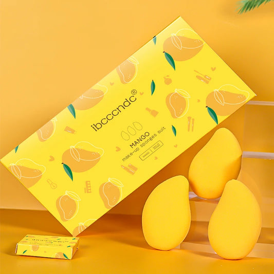 Mango Makeup Sponge Puff 3pc | Wet & Dry Foundation Beauty Egg Makeup Sponge Set Peaceful Pleasures Health and Wellness