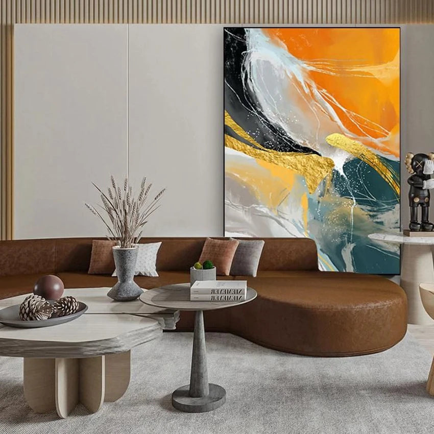 Modern Frameless Abstract Hand Drawn Canvas Oil Painting Wall Decorative Art Mural Living Room Bedroom Restaurant Hotel Poster Peaceful Pleasures Health and Wellness