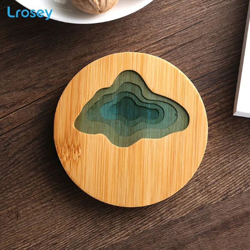 Bamboo Art Coaster | Non-Slip Heat-Resistant Cup Mat Round