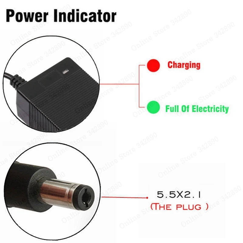 36V Battery Charger for Lithium Li-ion Li-poly Batteries Peaceful Pleasures Health and Wellness