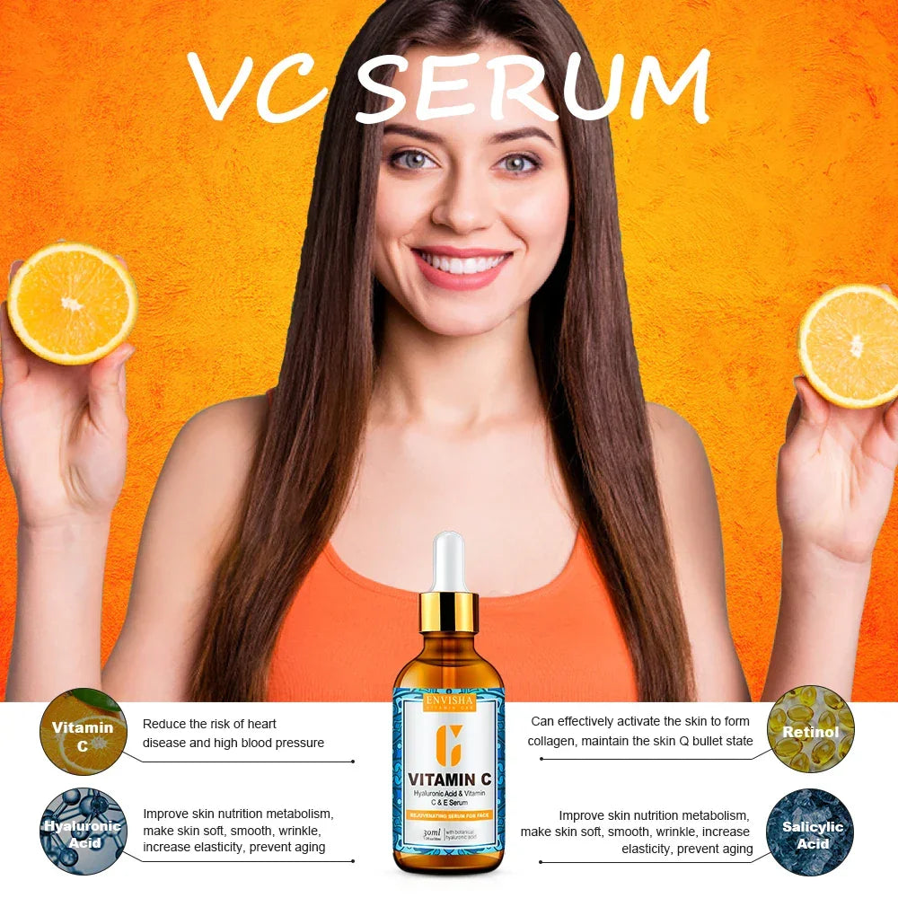 ENVISHA Face Serum – Vitamin C, Retinol & Hyaluronic Acid Face Serum ENVISHA