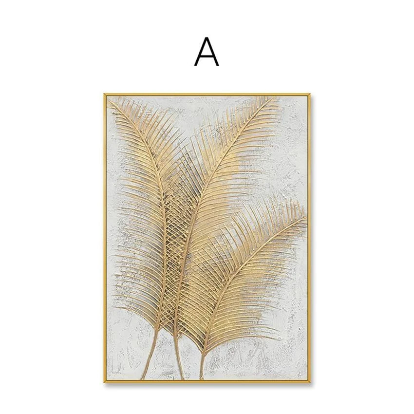 Hand Drawn Canvas Oil Painting Sofa Background Wall Decor Art Custom Abstract Leaf Frameless Mural Living Room Hanging Picture Peaceful Pleasures Health and Wellness No frame 1 50cmx60cm