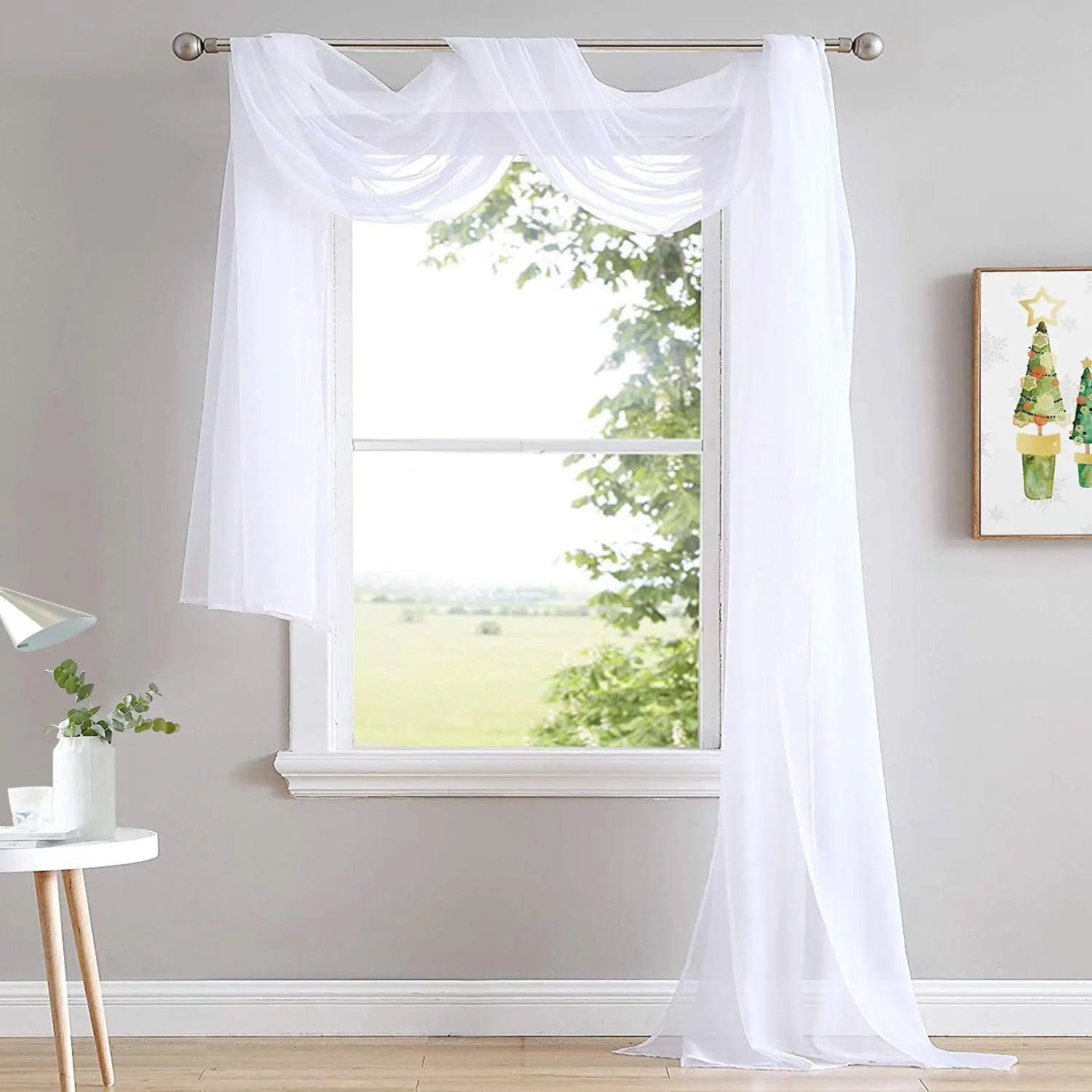 Wedding Arch Drapes Window Scarf Valance Chiffon Sheer Curtain Fabric Drapery for Arbor Canopy Bed Ceremony Party Stage Backdrop Peaceful Pleasures Health and Wellness
