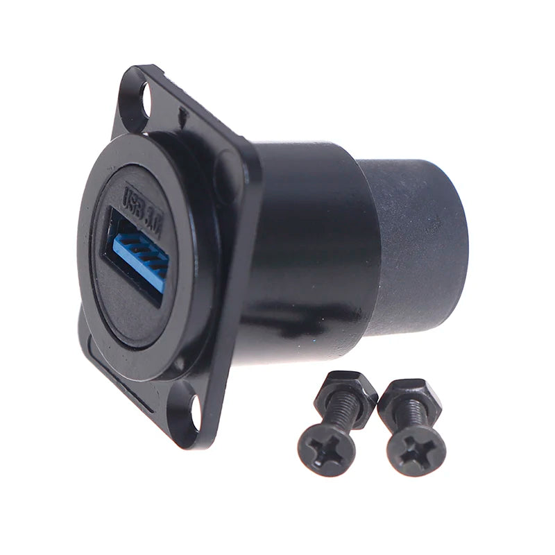 D-Type USB 3.0 Panel Mount Double Pass Metal Connector
