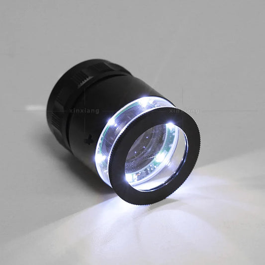 10X Full Metal Cylindrical Measuring Scale Usb Rechargeable Optical Magnifying Glass Six Led Lights with Cloth Bag Loupe Peaceful Pleasures Health and Wellness China Mainland Complex scale 10X|28mm