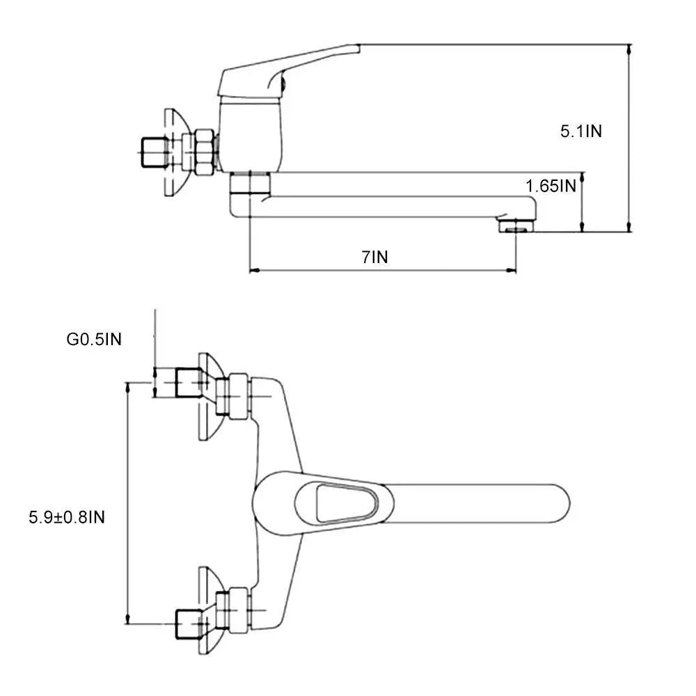 AOGUTU Wall Mounted Single Handle Kitchen Faucet Hot Cold Mixer