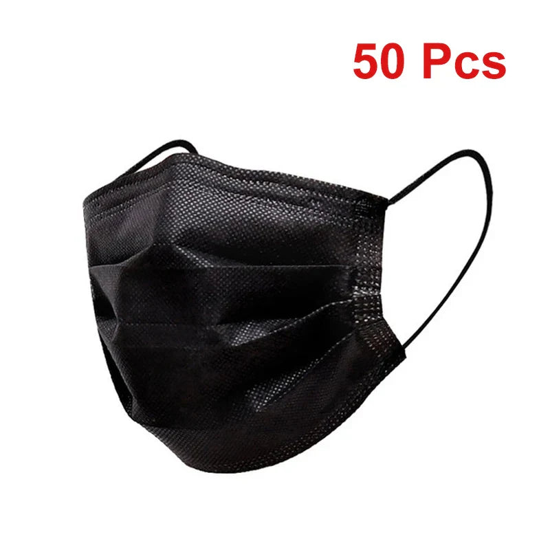 3-Layer Disposable Face Masks Melt-Blown Filter – Black Earloop
