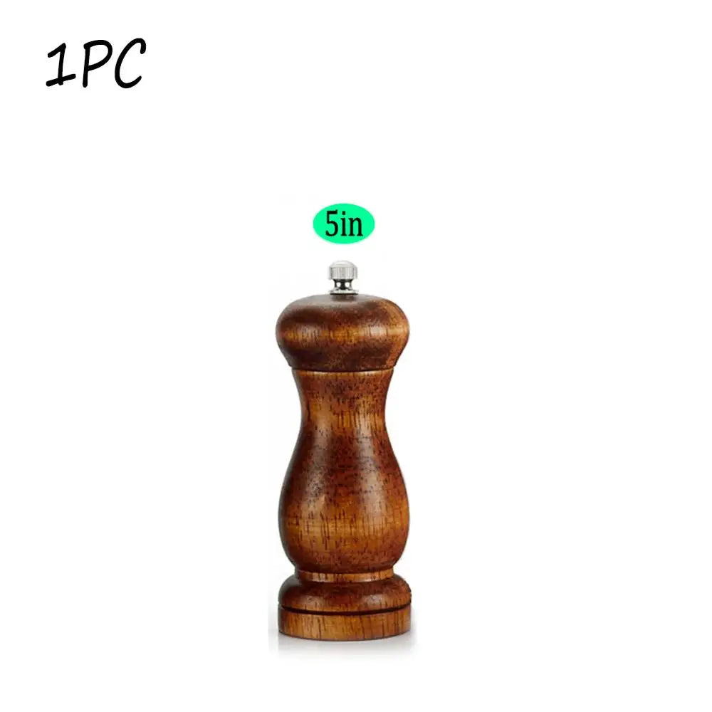 4PC Oak Pepper Grinder Coarse Salt Solid Wooden Oak Pepper Mill Handheld With Adjustable Ceramic Core Manual Kitchen Tools Peaceful Pleasures Health and Wellness 1PC 5inch