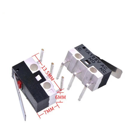 5Pcs Micro Limit Switch Momentary Push Button Switch 1A 125V AC Mouse Switch 3Pins Long Handle Roller Lever Arm SPDT 12*6*6mm Peaceful Pleasures Health and Wellness Right Curved needle