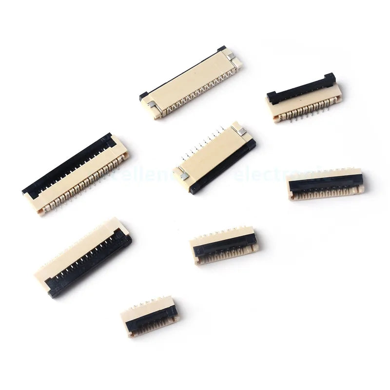 50pcs/Box 1mm Pitch Flip Type Under Clamshell Socket FPC FFC Flat Cable Connector 4P 6P 8P 10P 12P 14P 16P 20P 22P 24P Kits Peaceful Pleasures Health and Wellness