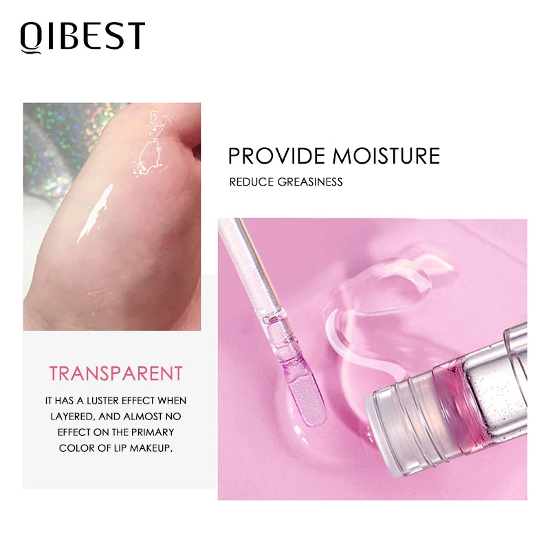 QIBEST Moisturizer Plumper Lip Gloss Long Lasting Transparent Lipgloss Base Watery Luster Glossy Lip Tint Waterproof Lips Makeup Peaceful Pleasures Health and Wellness