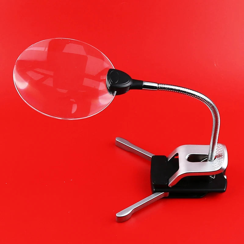 2.5X10X Clip-on Desktop Dual-purpose Magnifier with Led Light Multi-function Reading and Maintenance Magnifying Glass Peaceful Pleasures Health and Wellness