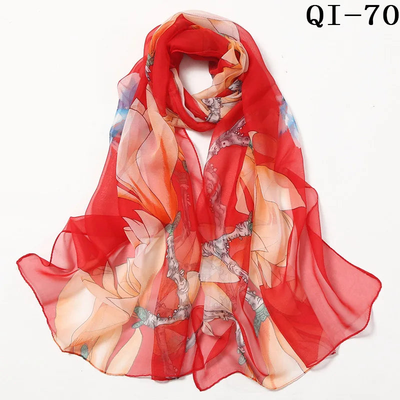 Multiple Lotus Leaf Flower Chiffon Georgette Bandana Scarf Women