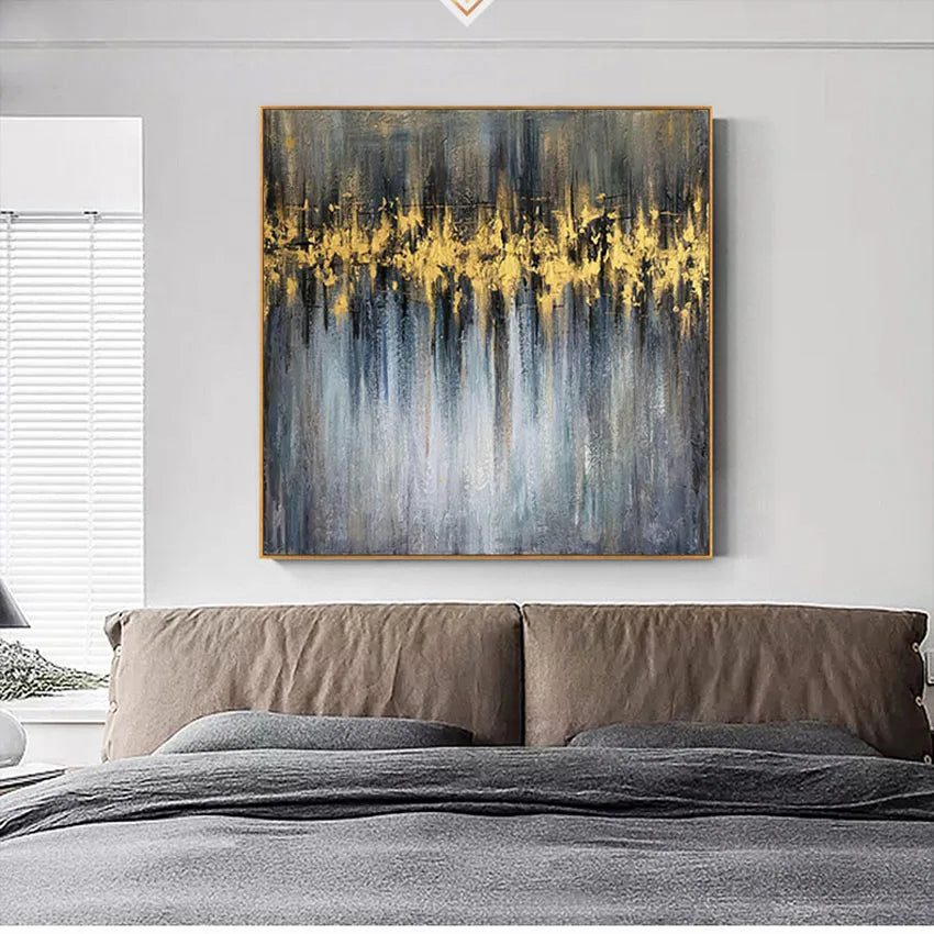 Canvas Oil Painting Frameless Acrylic Pigment 100% Handmade Yellow Modern Abstract Wall Decoration Art For Home Hotel Restaurant Peaceful Pleasures Health and Wellness no frame 60cmx60cm