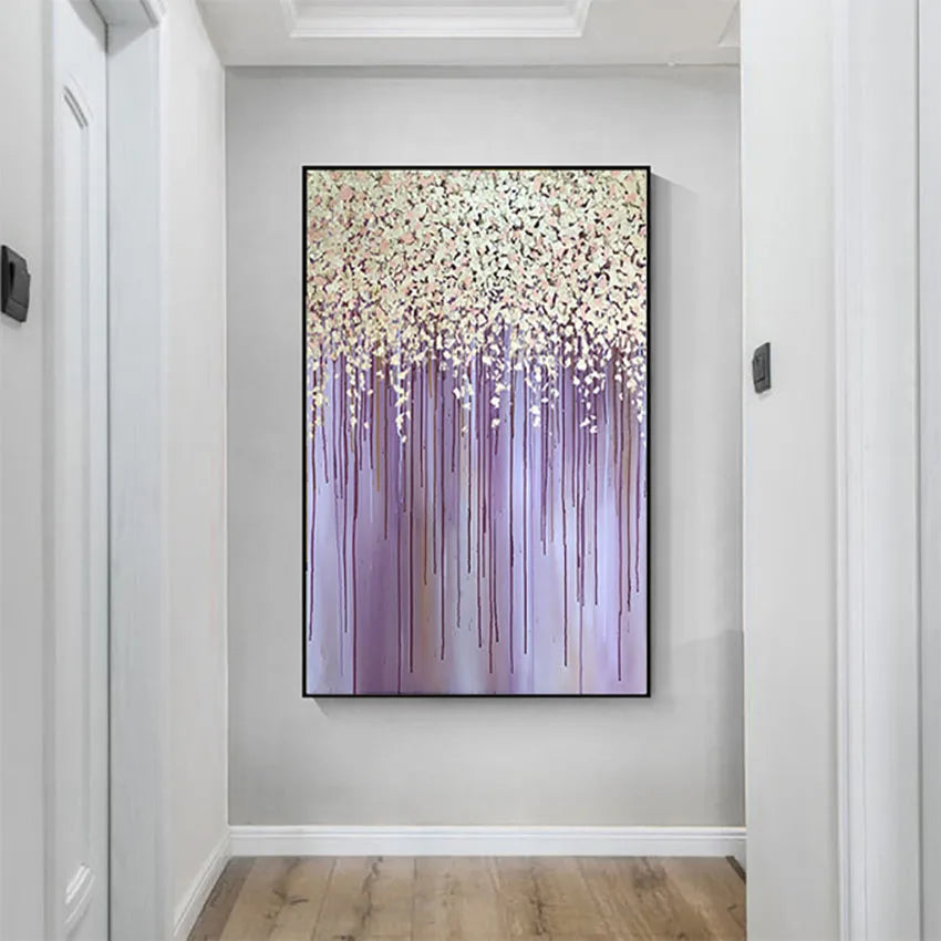 Abstract Purple Handmade Canvas Oil Painting Textured Frameless Wall Art Decoration Hung In Living Room Hotel Restaurat Bedroom Peaceful Pleasures Health and Wellness