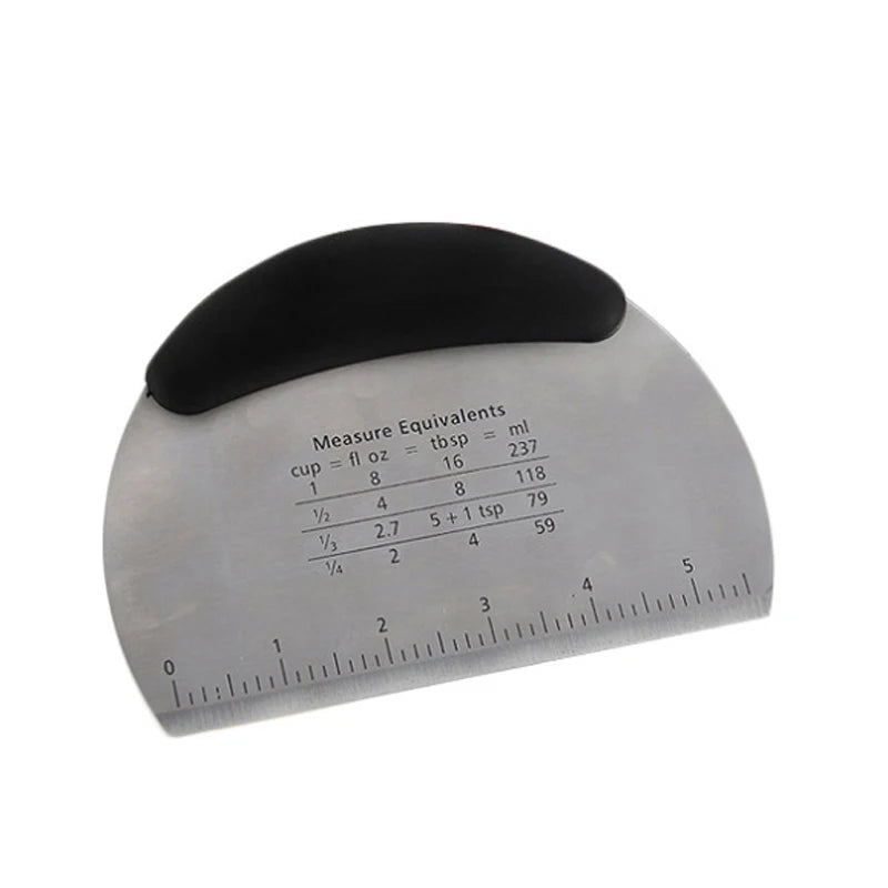 Semicircle Stainless Steel Dough Scraper with Measurement Scale – 16.2×11.7cm, Pizza & Bread Cutter Baking Tool