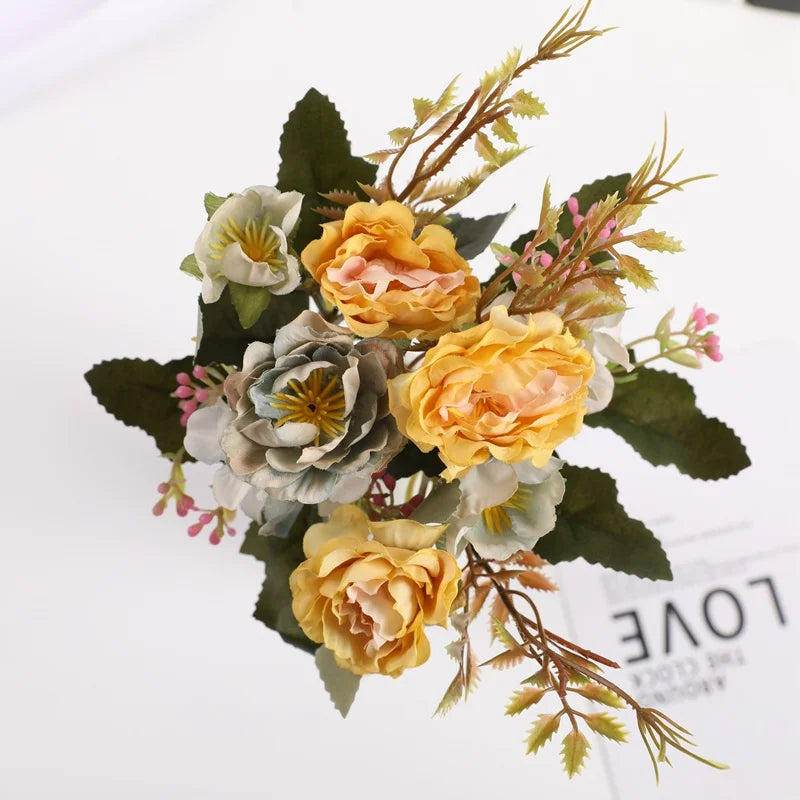 Silk Artificial Rose Bouquet for Wedding & Home Décor
