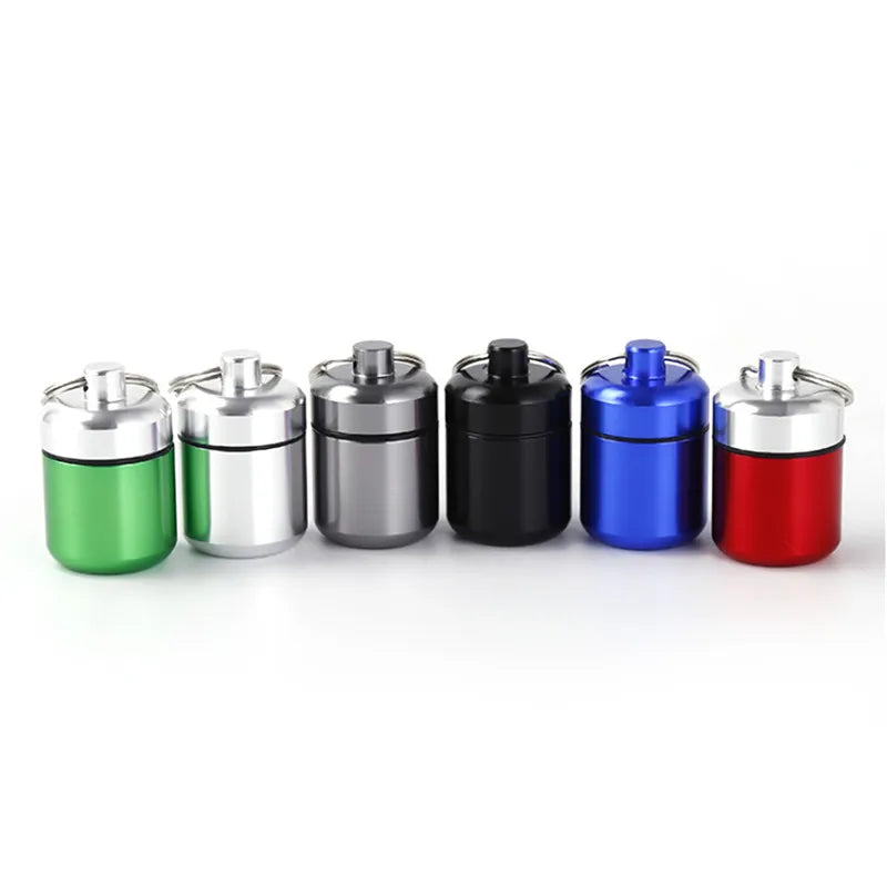 Mini Portable Aluminium Pill Case Keychain Outdoor Pocket Pill Box Container Carry Bottle Case Hearing Protection Earplugs Box Peaceful Pleasures Health and Wellness