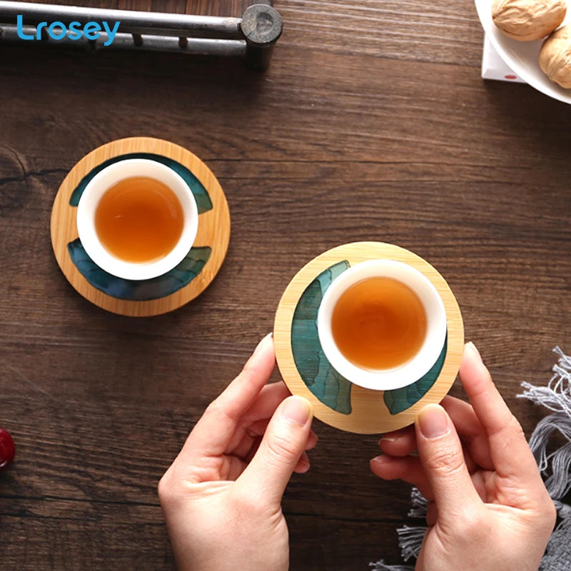 Bamboo Art Coaster | Non-Slip Heat-Resistant Cup Mat Round