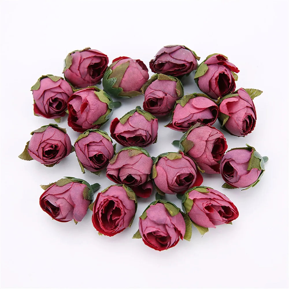 Silk Rose Tea Bud Artificial Flowers 10/20pcs – Wedding DIY Decor