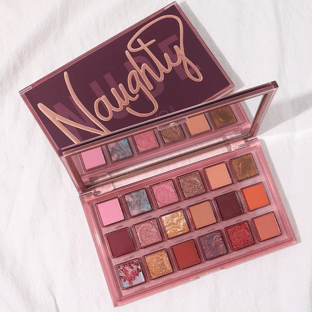 18-Color Shimmer & Matte Eyeshadow Palette – Waterproof Pigments