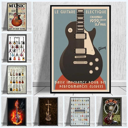 Guitar Wall Pictures Canvas Poster And Prints Modern Musical Instruments Painting For Living Room Bar Home Decor Aesthetic Peaceful Pleasures Health and Wellness