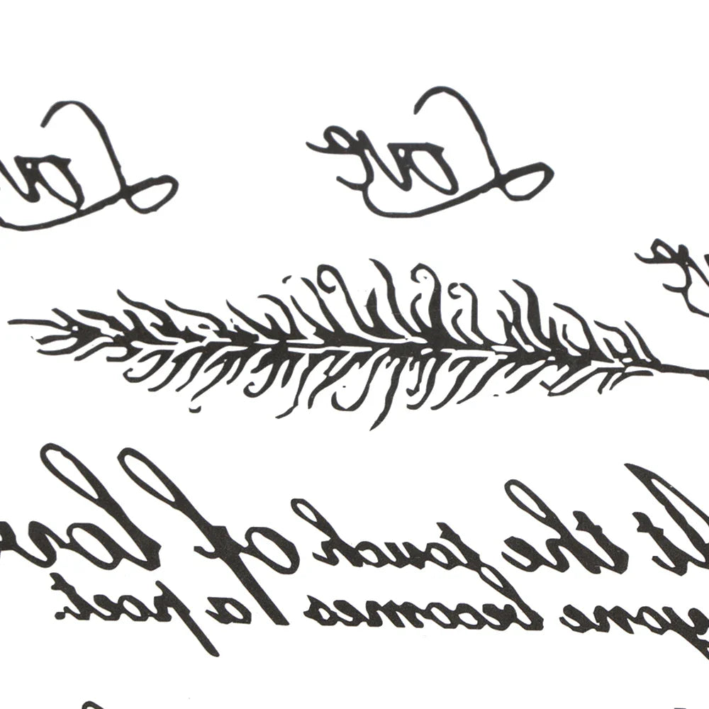 Waterproof Temporary Tattoo Stickers – Black Words & Feather