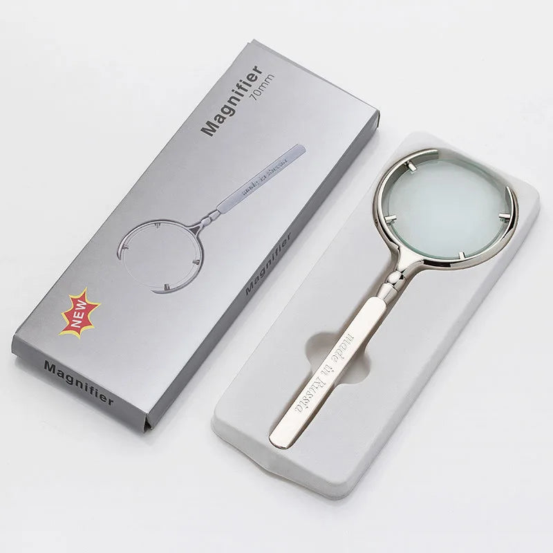 60Mm Magnifying Glass Handheld Magnifier Classic Russian 8X Antique Metal Crafts for Antique Jade Jewelry Newspaper Book Reading Peaceful Pleasures Health and Wellness