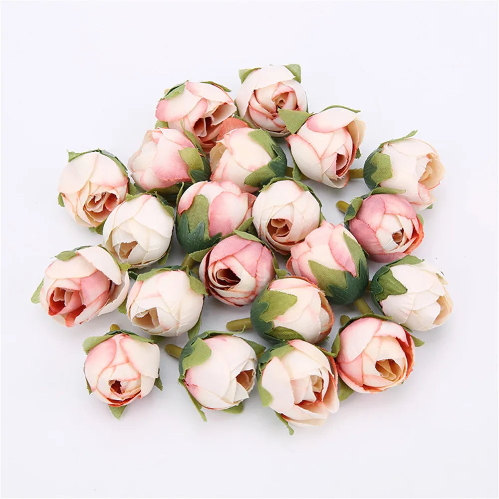 Silk Rose Tea Bud Artificial Flowers 10/20pcs – Wedding DIY Decor
